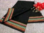 Half Silk Chumki Work Saree, 12 Haath, No Blouse Piece