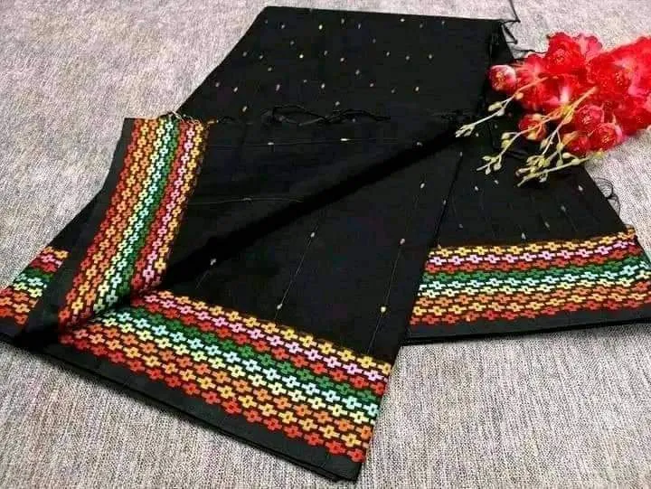 Half Silk Chumki Work Saree, 12 Haath, No Blouse Piece