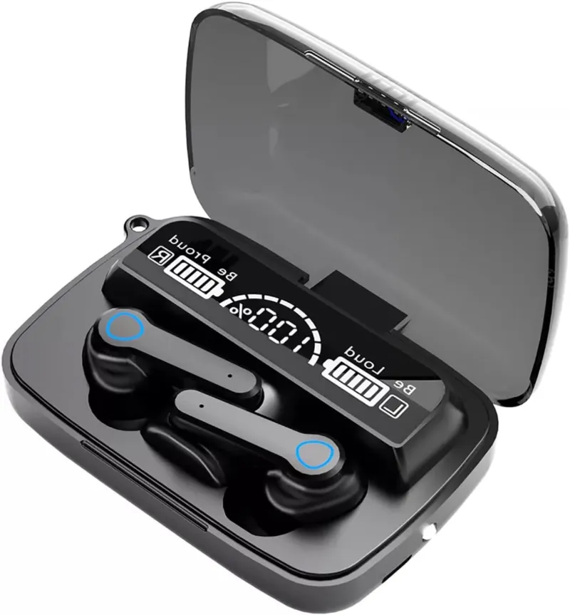 M19 True Wireless Earbuds – Bluetooth 5.1 TWS with 2000mAh Power Bank Charging Case, LED Digital Display, Low Latency Gaming & Built-in Flashlight