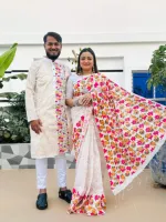 Matching Saree Panjabi Couple Set in Dhupian Silk, 6 Colours