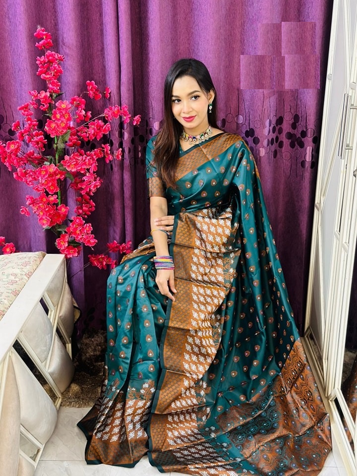 Soft Silk Katan Party Saree with Zari Weaving, 6 Colours