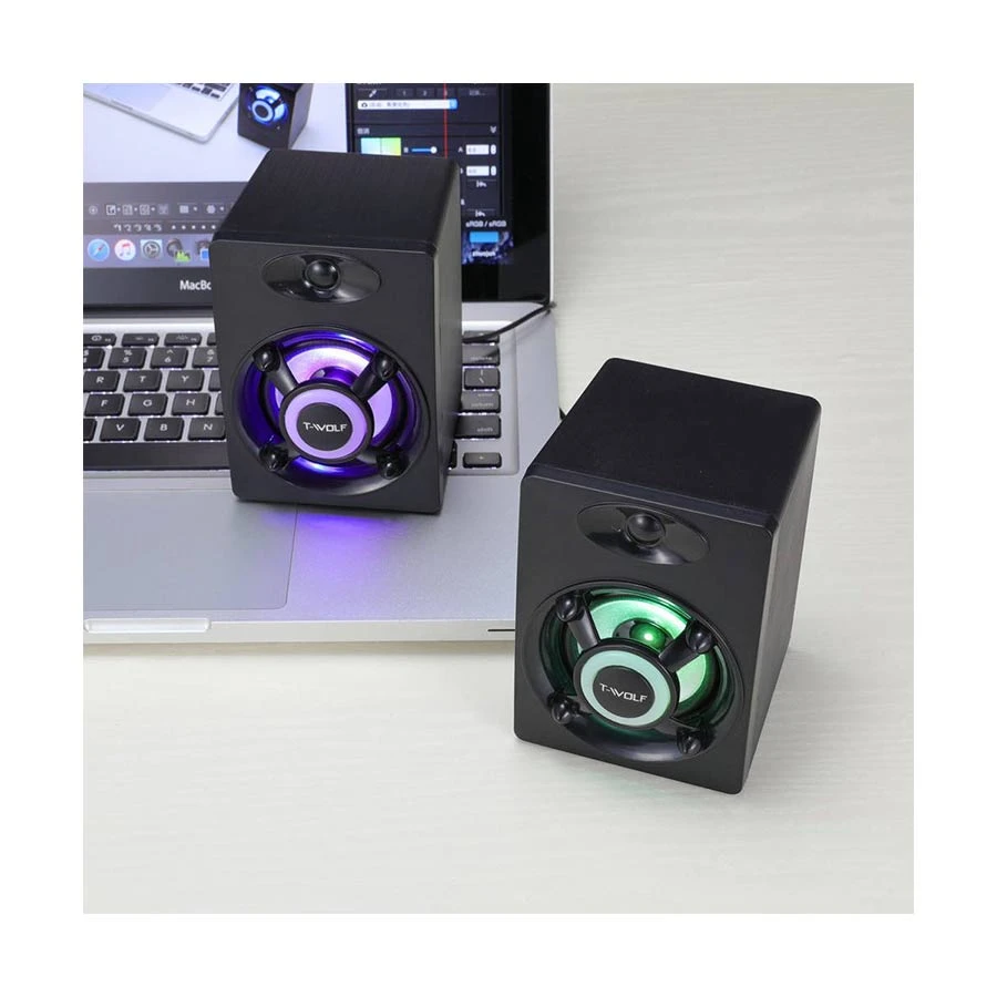 T-Wolf S1 RGB 2:0 Wired Gaming Speaker Black
