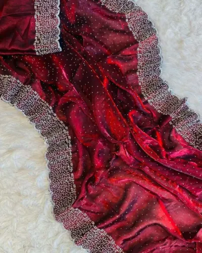 Georgette Saree with Stone Work on Saree and Blouse, 3 Colours