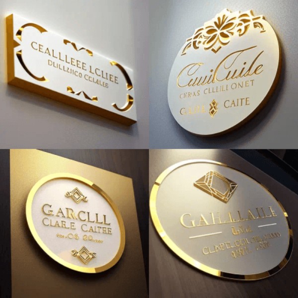 Business Lights Mirror Logo Sign Acrylic Custom Logo Decoration Office Door Sign Wall Sign 3D Custom Hair studio sign