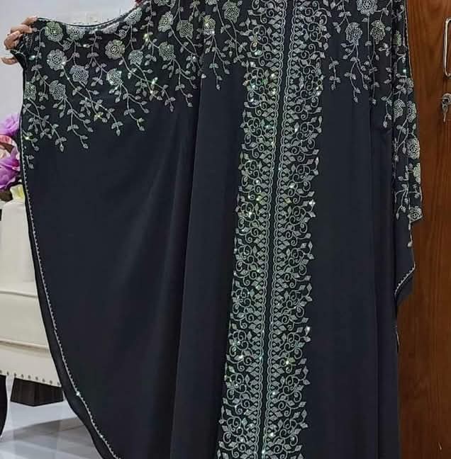 Stone Work Hijab Borka with Attached Koti, Sizes 52 to 56