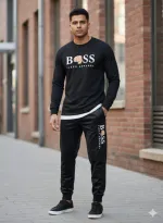 Men's Full Sleeve 180 GSM Mesh Tee and Suit Cloth Trouser, 4 Colours