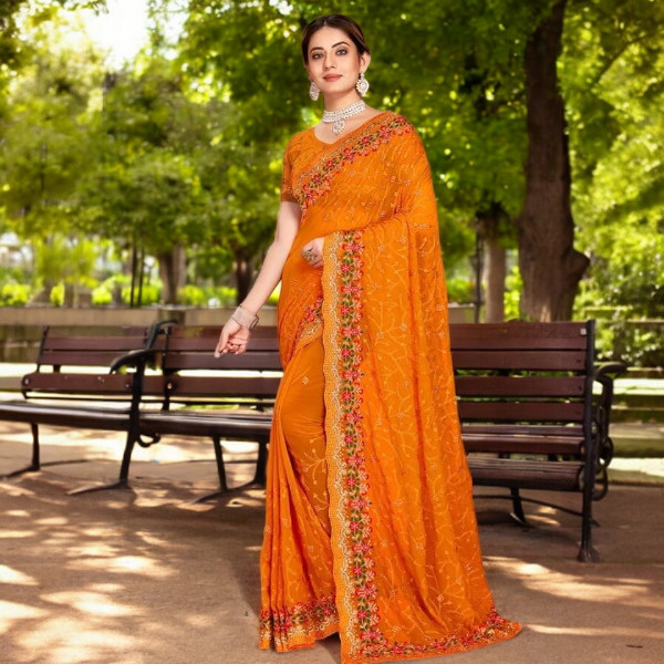 Stylish Indian Georgette Saree with Blouse Piece