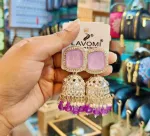 Premium Square Lavender & Purple Stone Kundan Jhumka Earrings