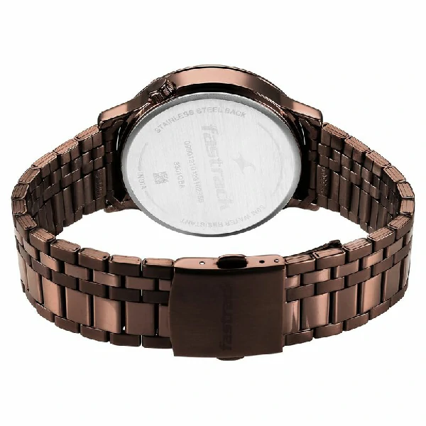 Fastrack NS3301QM01 Exuberant Quartz Multifunction Brown Dial Stainless Steel Strap Watch