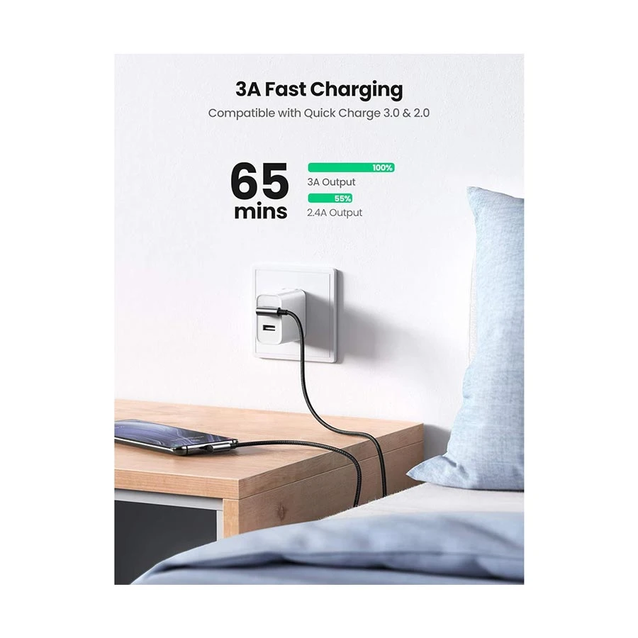 UGREEN US176 (20856) 18W USB to Type-C Data Cable 1 Meter Space Gray