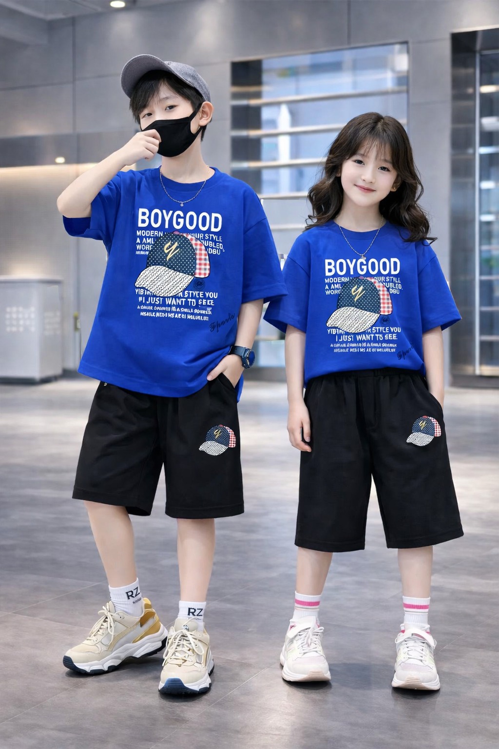 Kids' Drop Shoulder Printed T-Shirt and Pant Set, 2 to 5 Years