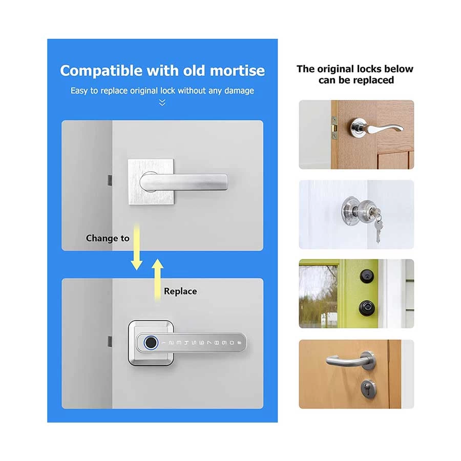 SmartX T3TT/SX-T30TT Fingerprint Smart Door Lock (Silver)