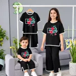 Kids Premium Cotton Half Sleeve T-Shirt & Pant Set Classic Black
