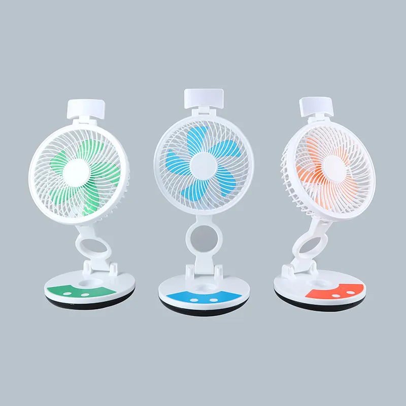 ZT rechargeable folding desktop fan with an integrated LED light