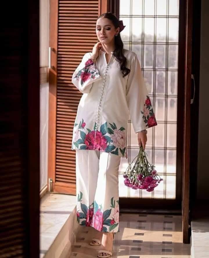 Women's Dubai Silk Two Piece with Digital Print, 2 Colours