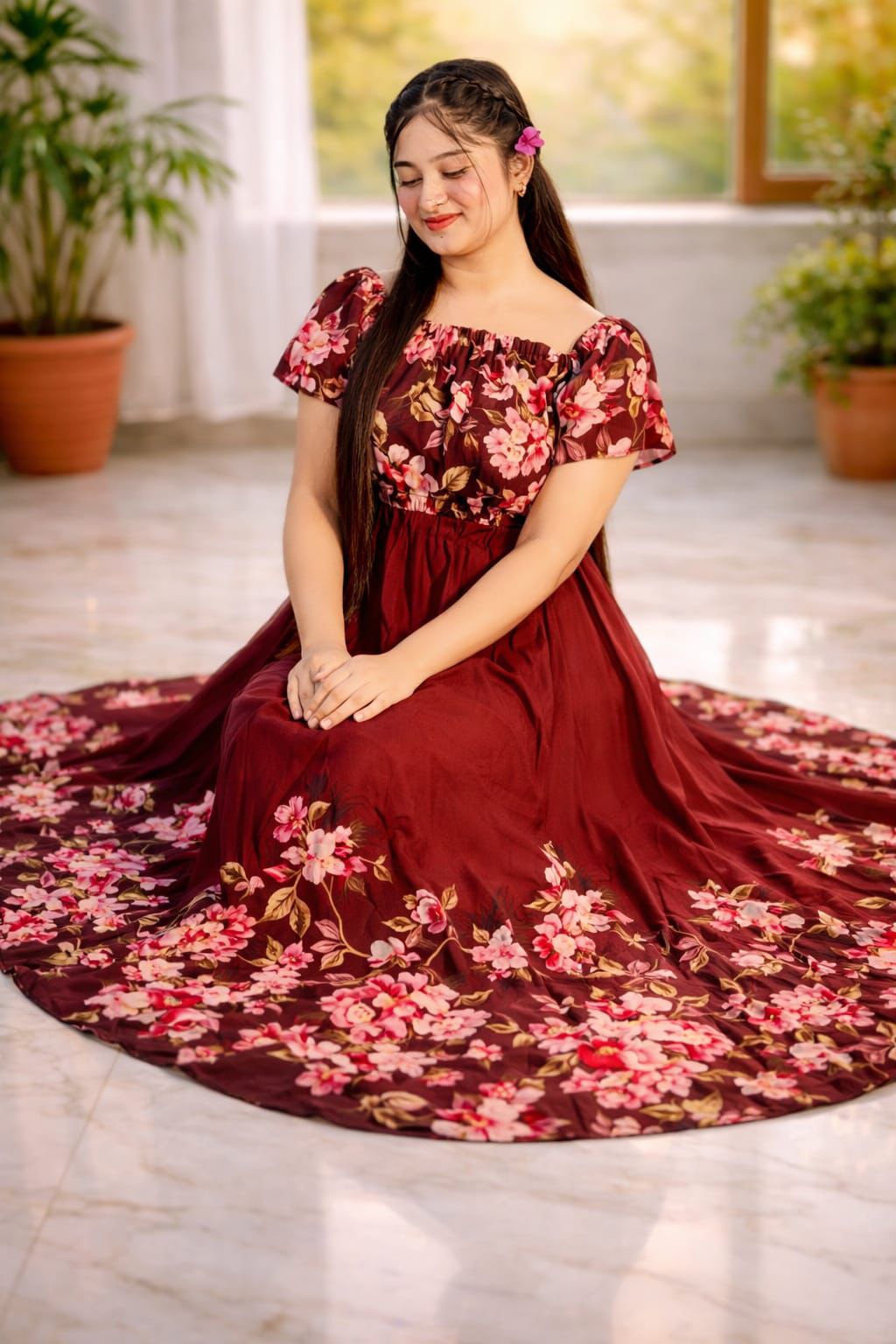 Women's Mermaid Gown One Piece in Digital Print Georgette