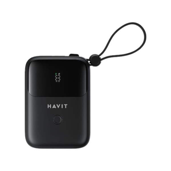 HAVIT PB5215 10000mAh Display Power Bank With Usb-C & Lightning Cable – Black