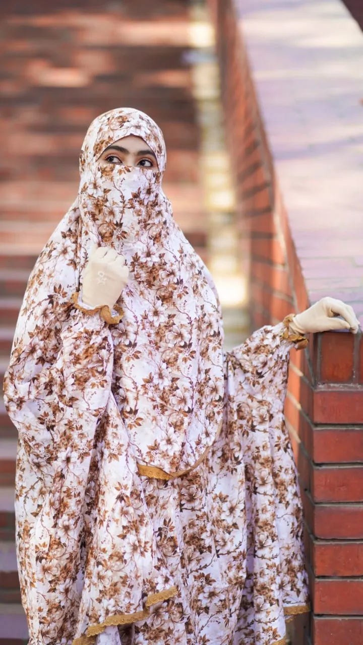 Women's Soft Linen Khimar Set with 30 Inch Niqab