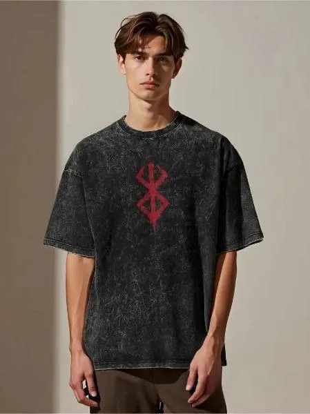 Men's Pure Cotton Acid Wash Drop Shoulder T-Shirt, 250 GSM, 6 Colours