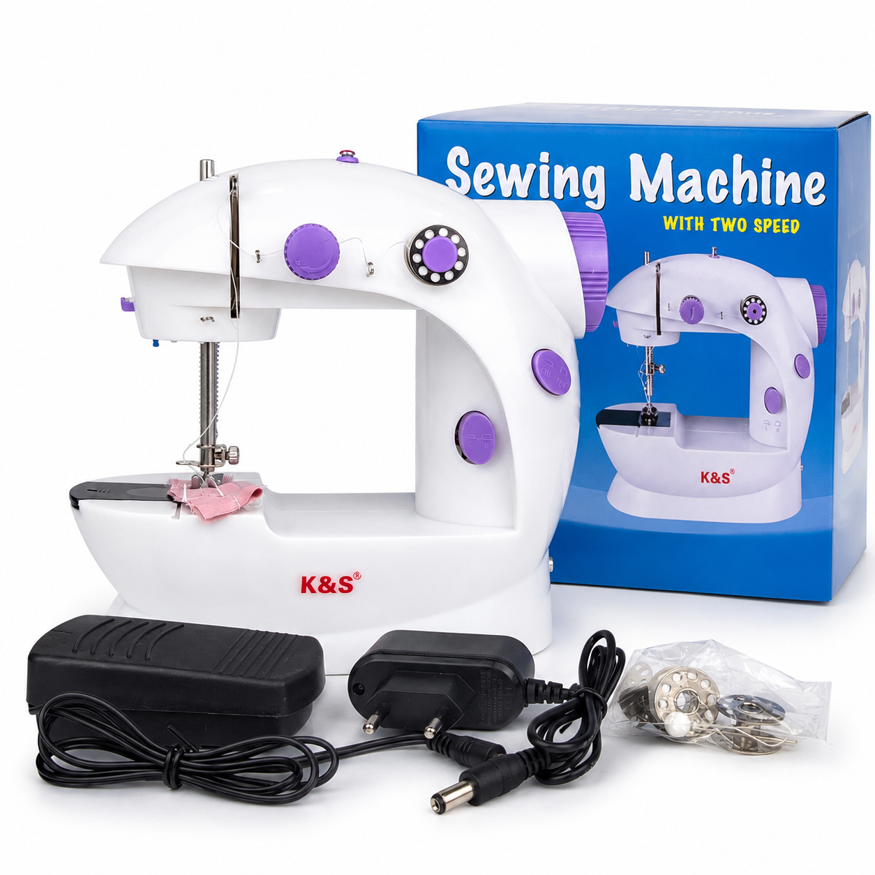 Portable Mini Sewing Machine MLSM-202 with Double Speed and LED Light