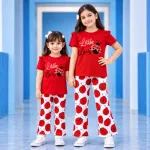 Little Lady Ladybug-Printed Red Two-Piece Set for Girls