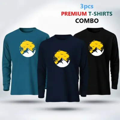 3 pcs Full Sleeve T-Shirt Combo