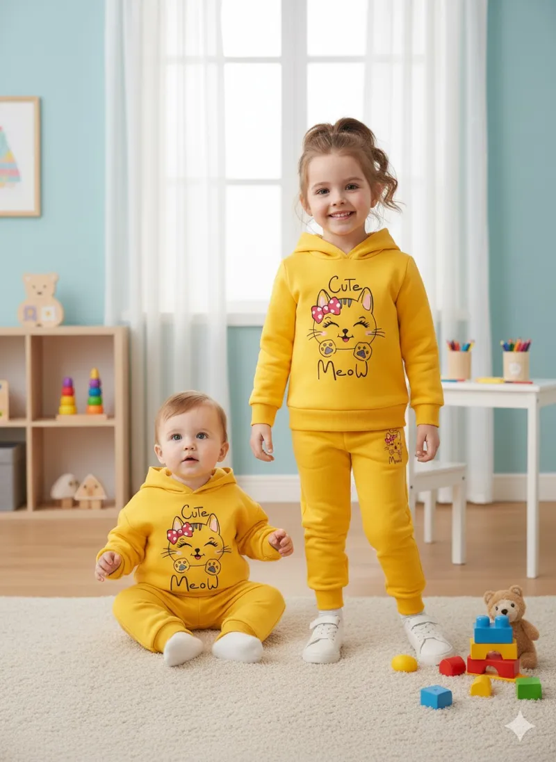 Unisex Kids Hoodie and Pant Set, One Side Brush, 6 Colour Choices