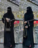 Women's Embroidered Abaya Borka with Hijab and Niqab, Sizes 50 to 56
