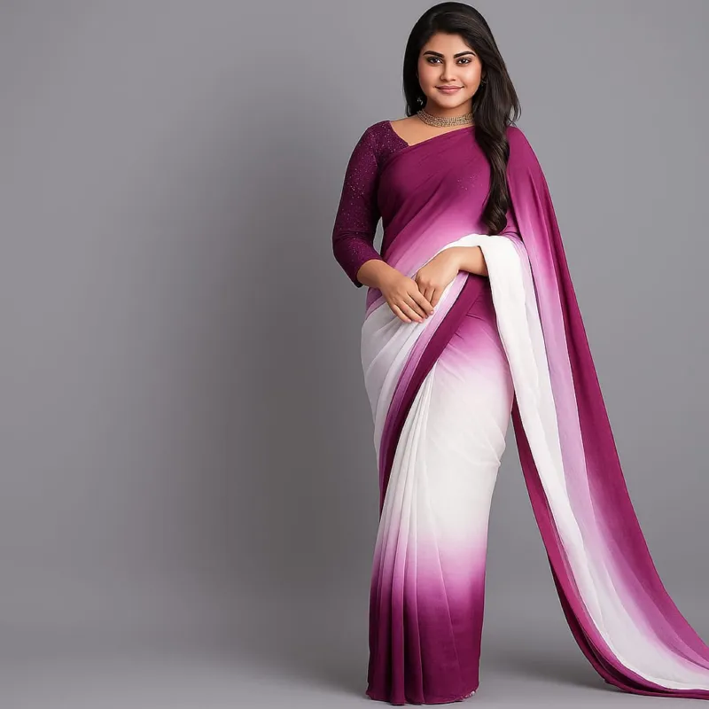 Casual and Party Wear Rainbow Georgette Saree, 6 Colours