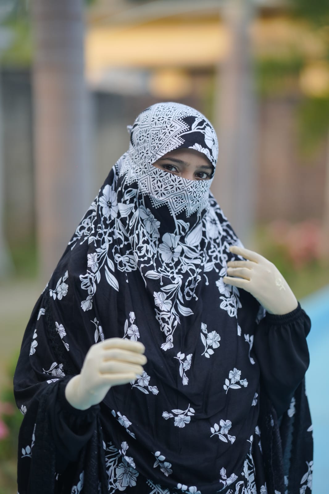 Cotton Hijab with Niqab in Viscose Cotton, Front 45 Inch, 6 Colours