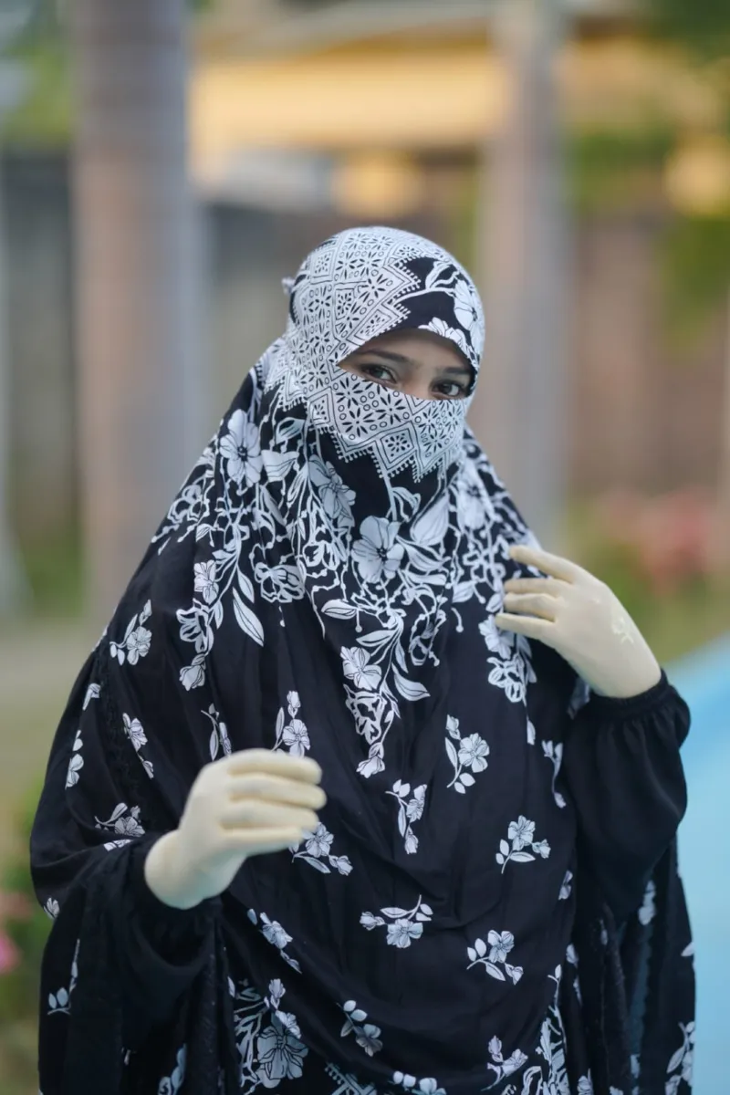 Viscose Cotton Niqab Hijab, Front 45 Inch and Gher 150 Inch