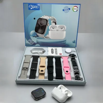 HR6 Ultra3 Smart Watch with Wireless Earphones Set