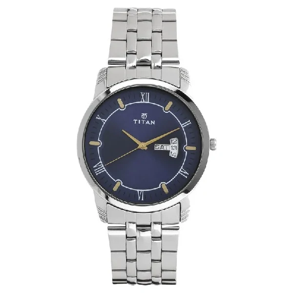 Titan (NS1774SM01) Analog with Day and Date Blue Dial Stainless Steel Strap watch for Men