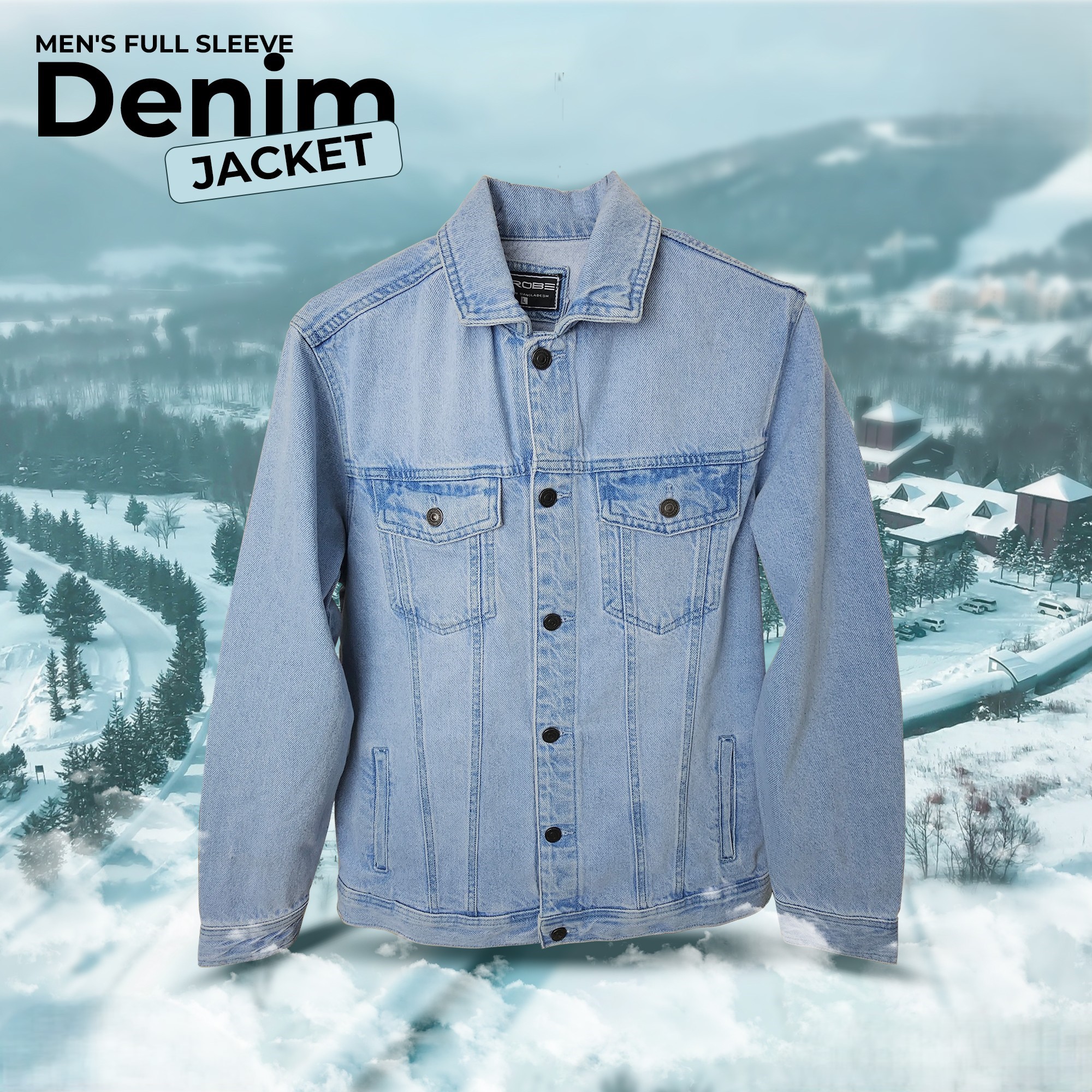 Men's Full Sleeve Denim Jacket (sky)