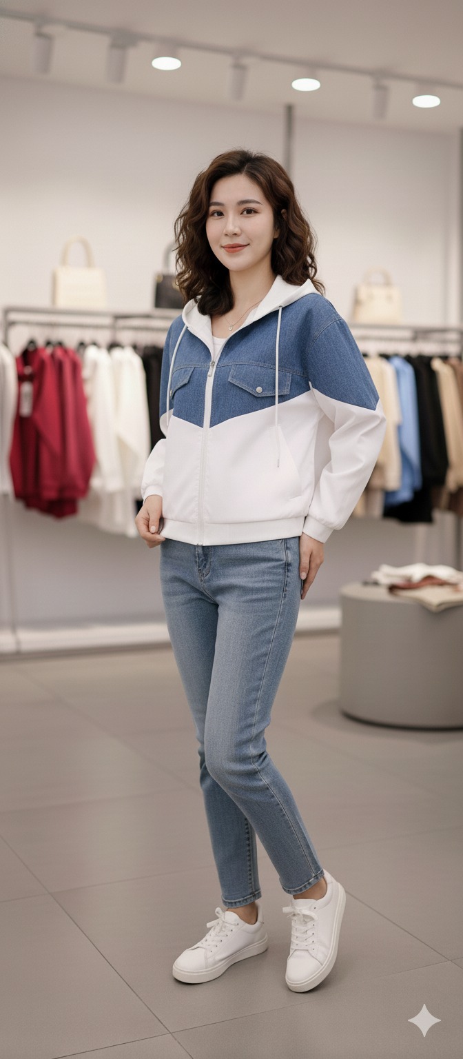 Women's Denim and Blazer Cotton Jacket, 10 Oz Denim, 320 GSM