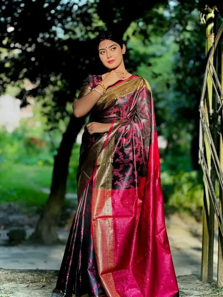 Banarasi Katan Silk Saree with Zari Work and Blouse Piece