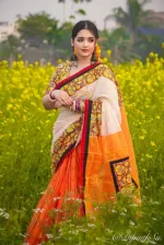 Soft Silk Digital Print Eid Saree with Tasselled Anchal