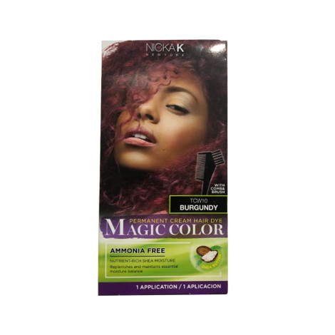 Nicka K Permanent Cream Hair Dye Magic Color - TCW10 Burgundy (Korea)