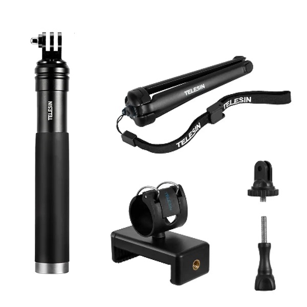 Telesin GP-MNP-090-S Extendable Aluminum Alloy Selfie Stick with Tripod and Phone Clip