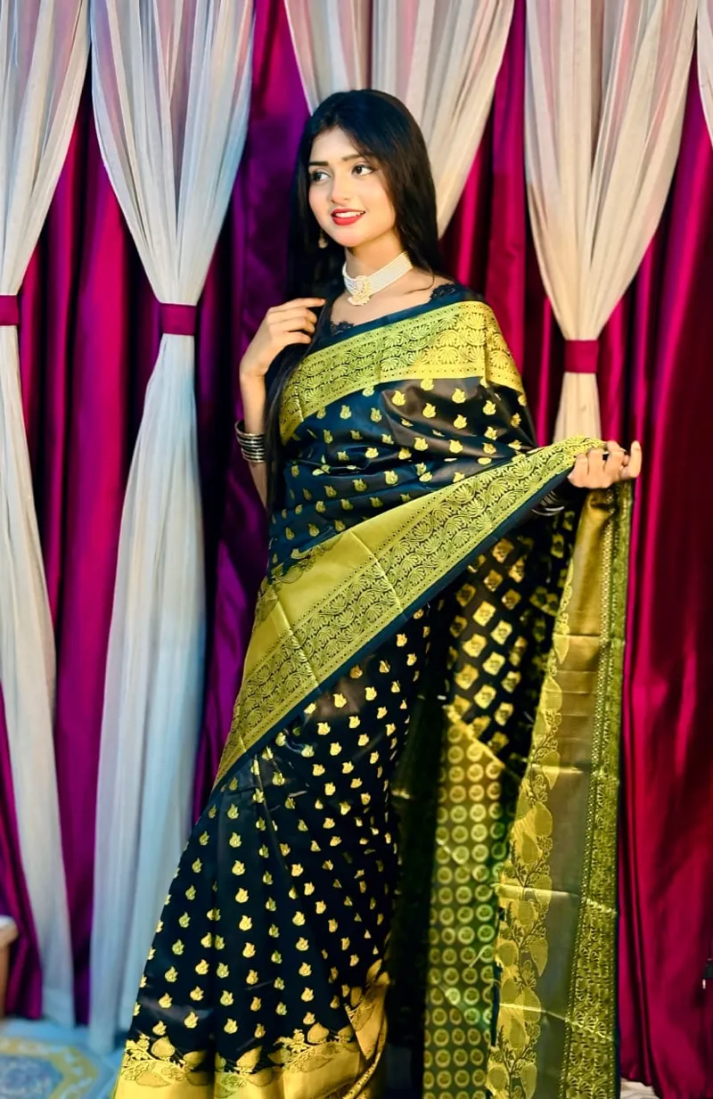 Silk Katan Banarasi Saree with Zari Thread Work, 5 Colours