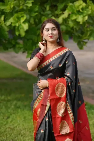 Soft Silk Katan Saree with Jacquard Border and Blouse Piece