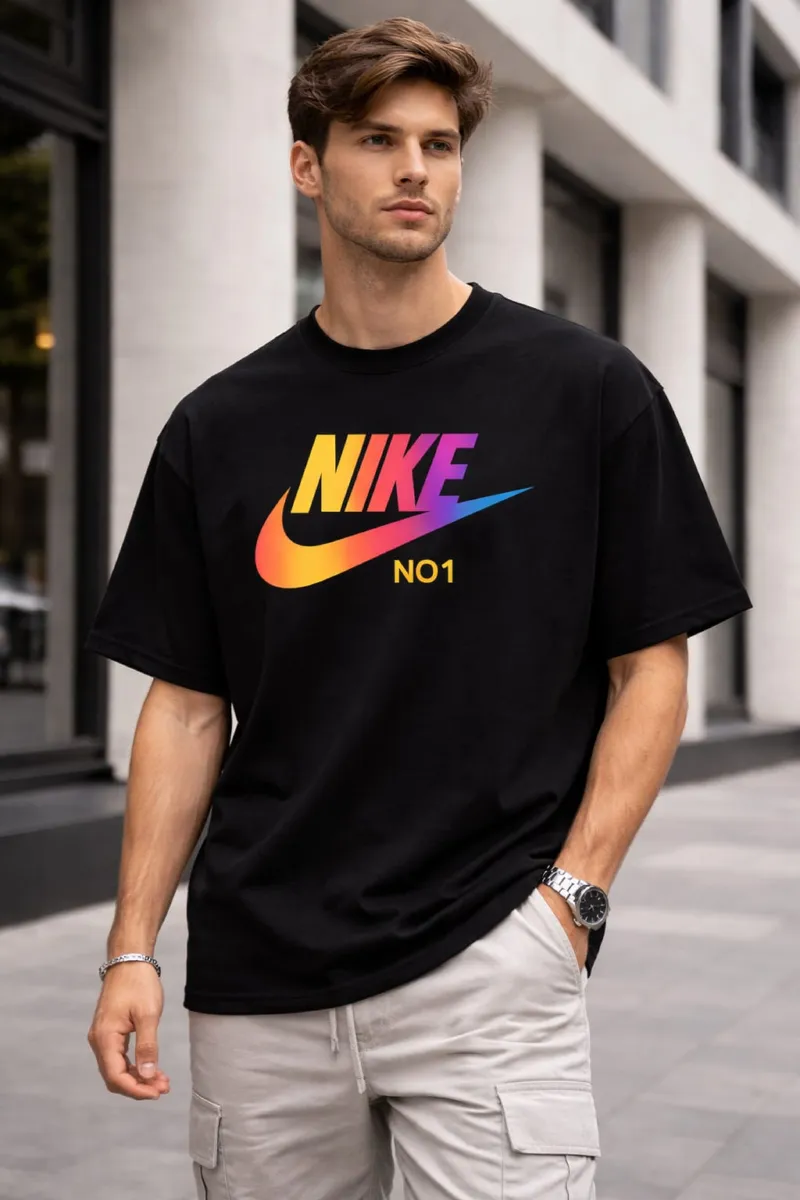 Pure Cotton Drop Shoulder T-Shirt with DTF Print, 6 Colours