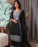 Weightless Georgette Embroidered Three Piece with Sequin Work