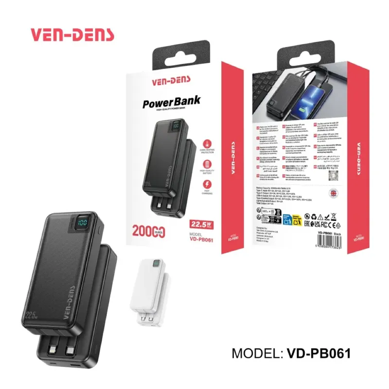 Ven-Dens VD-PB061 20000mAh 22.5W Fast Charging Power Bank