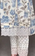 Full Body Embroidery Pure Cotton Three Piece, Sizes M to XXL