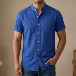 Fashionable half-sleeve shirt for men ( petrol)