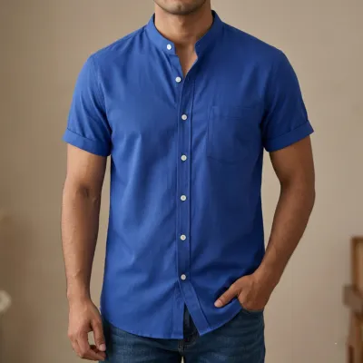 Fashionable half-sleeve shirt for men ( petrol)