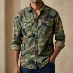 Full sleeves double pocket kemo printed Shirt