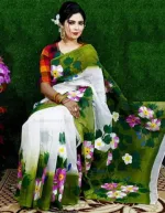 Women's Half Silk Saree with Hand Brush Paint Work