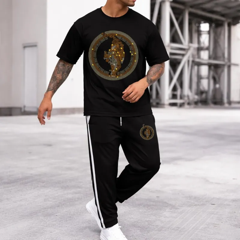 Men's Pure Cotton T-Shirt and Trouser Combo, 180 GSM Tee, 6 Colours